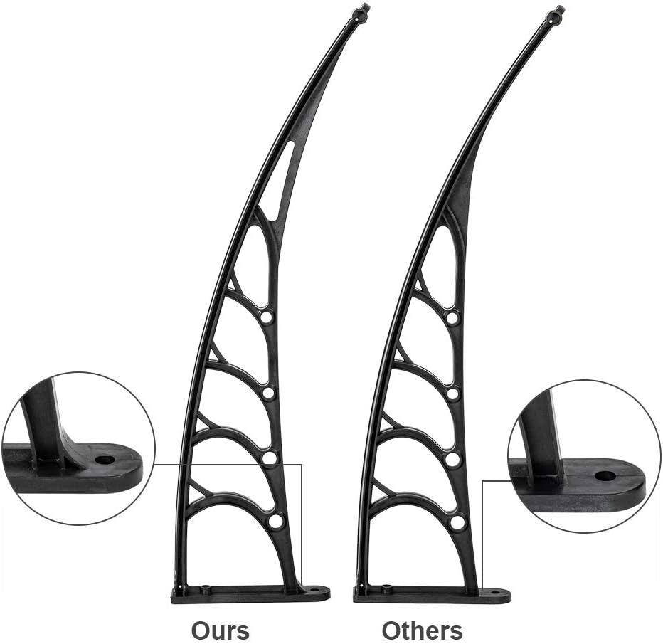 Outvita Window Awnings for Doors Canopy 40''x40'', Polycarbonate Cover Front Door Outdoor Patio Awning Canopy UV Rain Snow Sunlight Protection Hollow Sheet, Brown Board & Black Bracket, AL-YP-0338