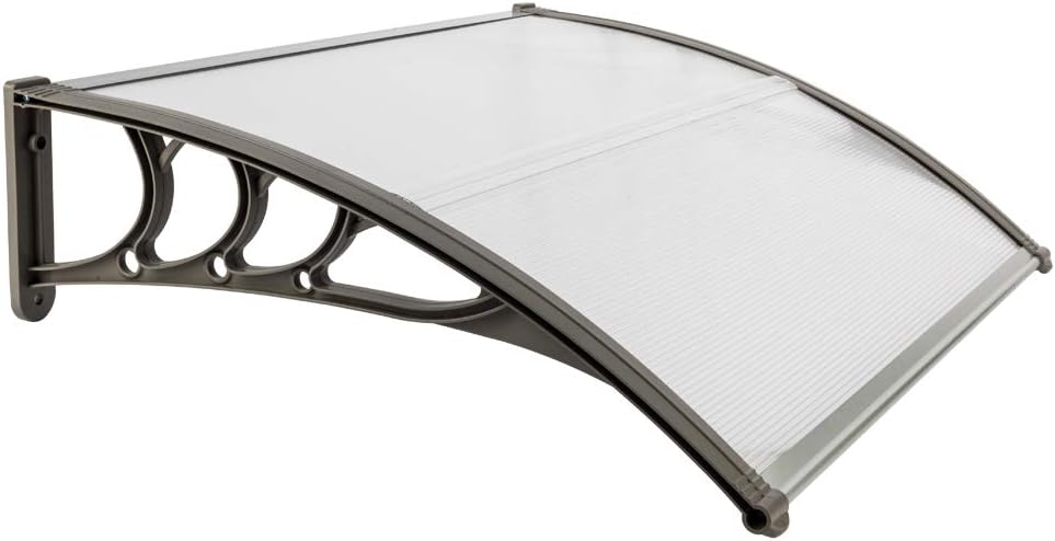 Outvita Window Awning Door Canopy 40"x30", Polycarbonate Cover Front Door Outdoor Patio Awning Canopy UV Rain Snow Sunlight Protection Hollow Sheet, Clear Board & White Bracket