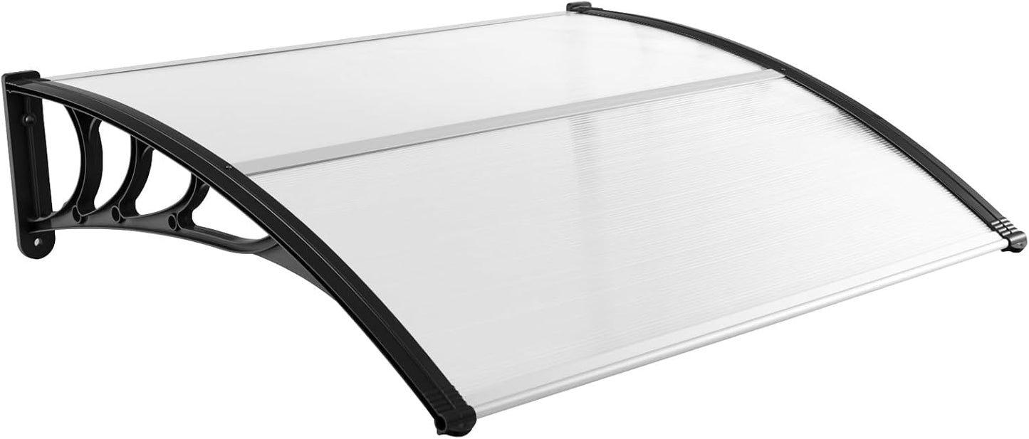 Tangkula 40" x 48" Window Awning, Modern Polycarbonate Overhead Door Awning with Hollow Sheet for Rain Snow Sunlight Protection, UPF 50+ Awnings for Patio, Door, Deck, Porch