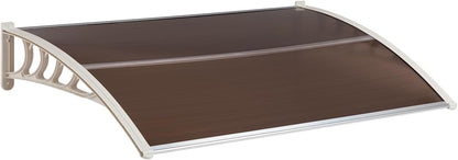 MATICO 58.5" Outdoor Clear Door Awning Patio Window Cover Polycarbonate Rain & Snow Protection, Modern Hollow Sheet with UV Protection Cover, Window Door Awning Canopy,Smoke Gray/Black-Edge