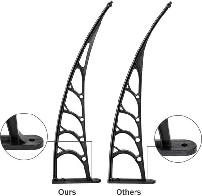 Outvita Window Awnings for Doors Canopy 40''x40'', Polycarbonate Cover Front Door Outdoor Patio Awning Canopy UV Rain Snow Sunlight Protection Hollow Sheet, Brown Board & Black Bracket, AL-YP-0338