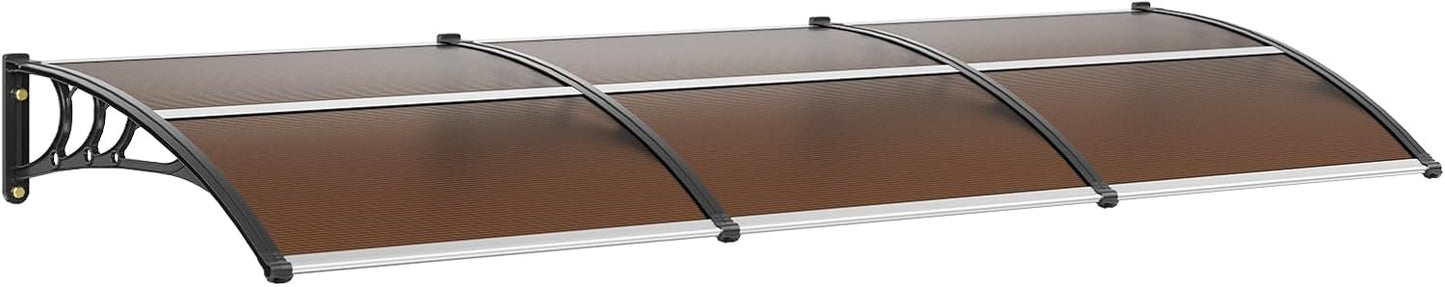 VEVOR 40" x 40" UPF 50+ Polycarbonate Window Door Awning Canopy, Modern Style, Brown Board & Black Bracket, Front Door Overhang Awning