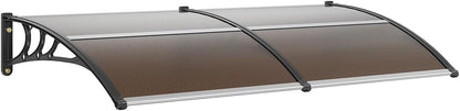 VEVOR 40" x 40" UPF 50+ Polycarbonate Window Door Awning Canopy, Modern Style, Brown Board & Black Bracket, Front Door Overhang Awning