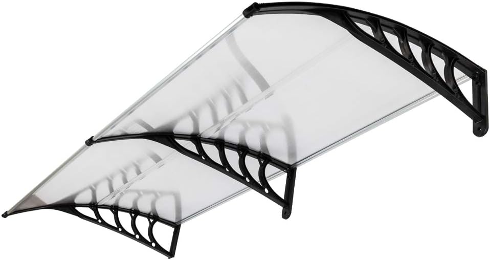 Outvita Window Awning Door Canopy 40"x30", Polycarbonate Cover Front Door Outdoor Patio Awning Canopy UV Rain Snow Sunlight Protection Hollow Sheet, Clear Board & White Bracket