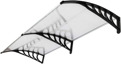 Outvita Window Awning Door Canopy 40"x30", Polycarbonate Cover Front Door Outdoor Patio Awning Canopy UV Rain Snow Sunlight Protection Hollow Sheet, Clear Board & White Bracket