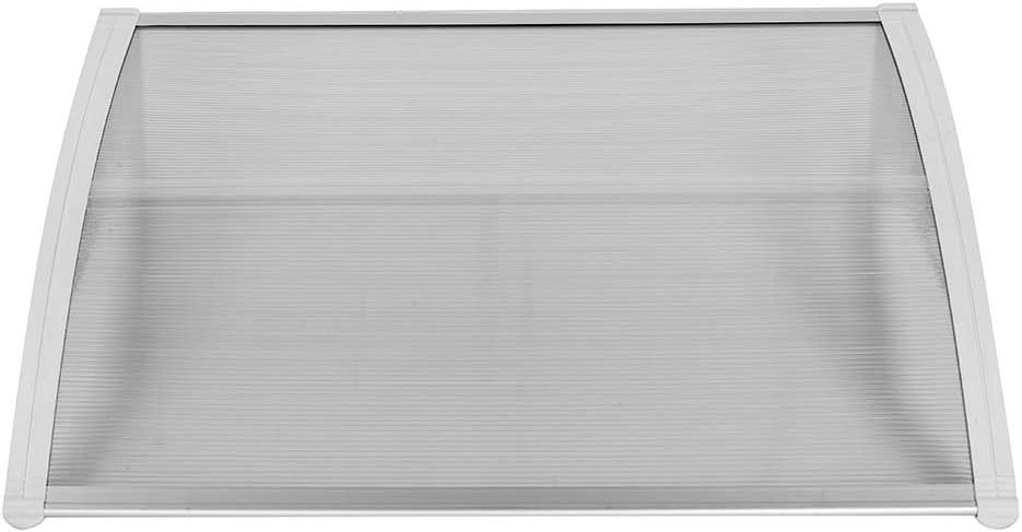 Outvita Window Awning Door Canopy 40"x30", Polycarbonate Cover Front Door Outdoor Patio Awning Canopy UV Rain Snow Sunlight Protection Hollow Sheet, Clear Board & White Bracket