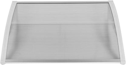 Outvita Window Awning Door Canopy 40"x30", Polycarbonate Cover Front Door Outdoor Patio Awning Canopy UV Rain Snow Sunlight Protection Hollow Sheet, Clear Board & White Bracket