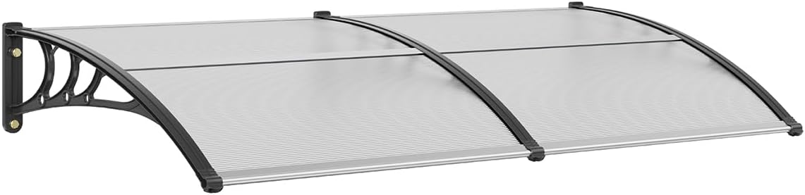 VEVOR 40" x 40" UPF 50+ Polycarbonate Window Door Awning Canopy, Modern Style, Brown Board & Black Bracket, Front Door Overhang Awning