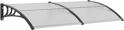 VEVOR 40" x 40" UPF 50+ Polycarbonate Window Door Awning Canopy, Modern Style, Brown Board & Black Bracket, Front Door Overhang Awning