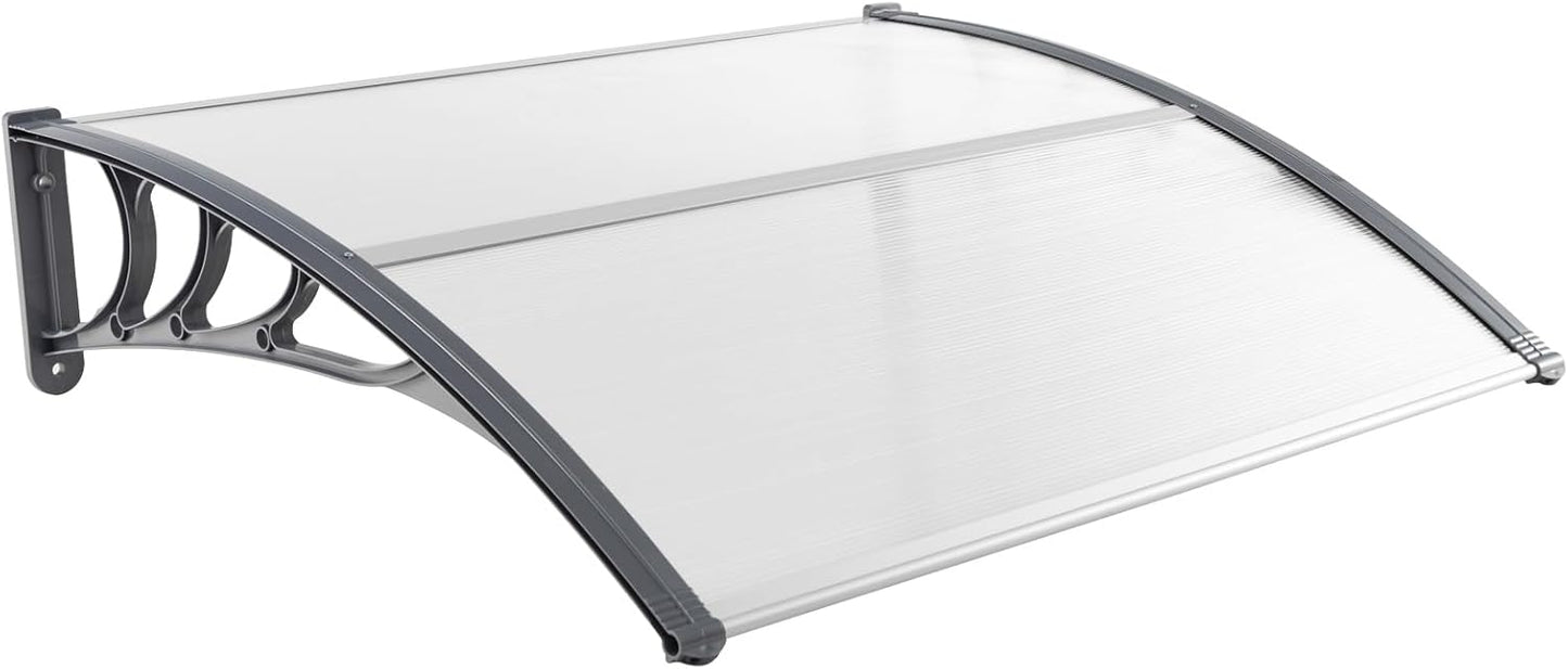 Tangkula 40" x 48" Window Awning, Modern Polycarbonate Overhead Door Awning with Hollow Sheet for Rain Snow Sunlight Protection, UPF 50+ Awnings for Patio, Door, Deck, Porch
