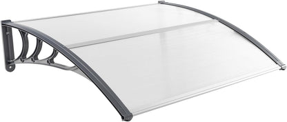 Tangkula 40" x 48" Window Awning, Modern Polycarbonate Overhead Door Awning with Hollow Sheet for Rain Snow Sunlight Protection, UPF 50+ Awnings for Patio, Door, Deck, Porch