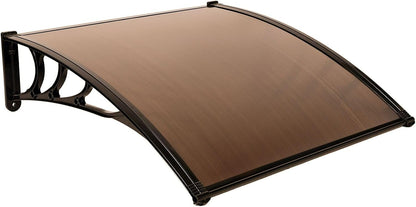 Simply-Me 40" x 40" Door Window Awning Polycarbonate Cover Front Door Outdoor Patio Awning Canopy UV Rain Snow Protection Hollow Sheet (Brown & Black Bracket)