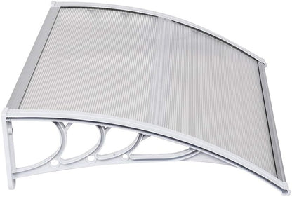 Outvita Window Awning Door Canopy 40"x30", Polycarbonate Cover Front Door Outdoor Patio Awning Canopy UV Rain Snow Sunlight Protection Hollow Sheet, Clear Board & White Bracket