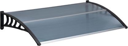 MATICO 58.5" Outdoor Clear Door Awning Patio Window Cover Polycarbonate Rain & Snow Protection, Modern Hollow Sheet with UV Protection Cover, Window Door Awning Canopy,Smoke Gray/Black-Edge
