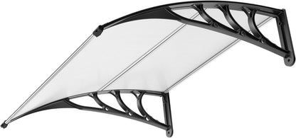 VIVOHOME Polycarbonate Window Door Awning Spliced Canopy Transparent with Black Bracket 40 Inch x 80 Inch