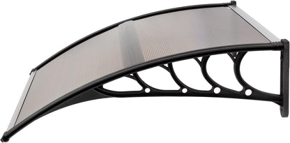 Outvita Window Awnings for Doors Canopy 40''x40'', Polycarbonate Cover Front Door Outdoor Patio Awning Canopy UV Rain Snow Sunlight Protection Hollow Sheet, Brown Board & Black Bracket, AL-YP-0338