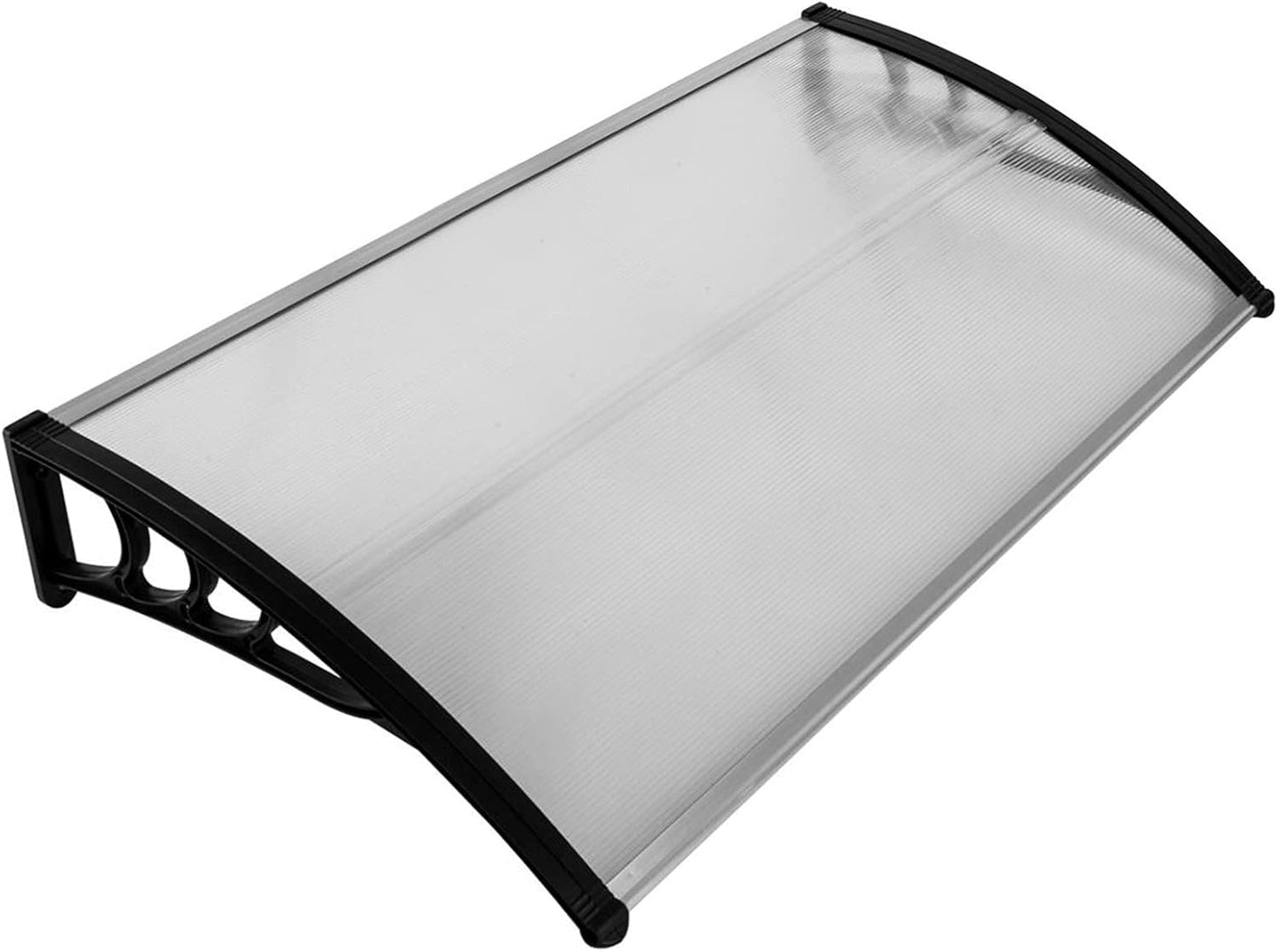 MATICO 58.5" Outdoor Clear Door Awning Patio Window Cover Polycarbonate Rain & Snow Protection, Modern Hollow Sheet with UV Protection Cover, Window Door Awning Canopy,Smoke Gray/Black-Edge