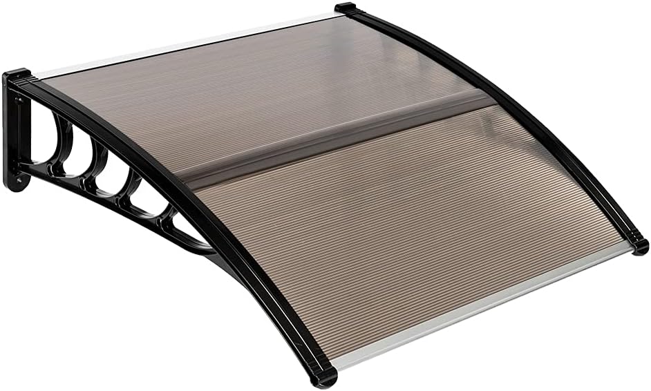 Outvita Window Awning Door Canopy 40"x30", Polycarbonate Cover Front Door Outdoor Patio Awning Canopy UV Rain Snow Sunlight Protection Hollow Sheet, Clear Board & White Bracket