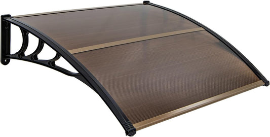 Tangkula 40" x 48" Window Awning, Modern Polycarbonate Overhead Door Awning with Hollow Sheet for Rain Snow Sunlight Protection, UPF 50+ Awnings for Patio, Door, Deck, Porch