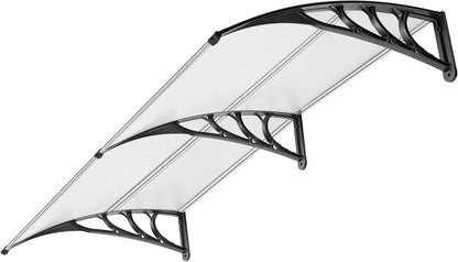 VIVOHOME Polycarbonate Window Door Awning Spliced Canopy Transparent with Black Bracket 40 Inch x 80 Inch