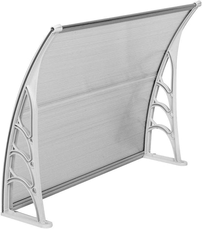 Outvita Window Awning Door Canopy 40"x30", Polycarbonate Cover Front Door Outdoor Patio Awning Canopy UV Rain Snow Sunlight Protection Hollow Sheet, Clear Board & White Bracket