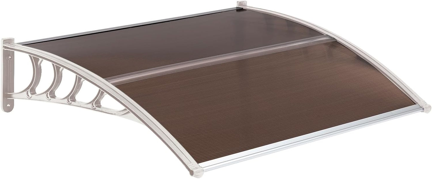 MATICO 58.5" Outdoor Clear Door Awning Patio Window Cover Polycarbonate Rain & Snow Protection, Modern Hollow Sheet with UV Protection Cover, Window Door Awning Canopy,Smoke Gray/Black-Edge