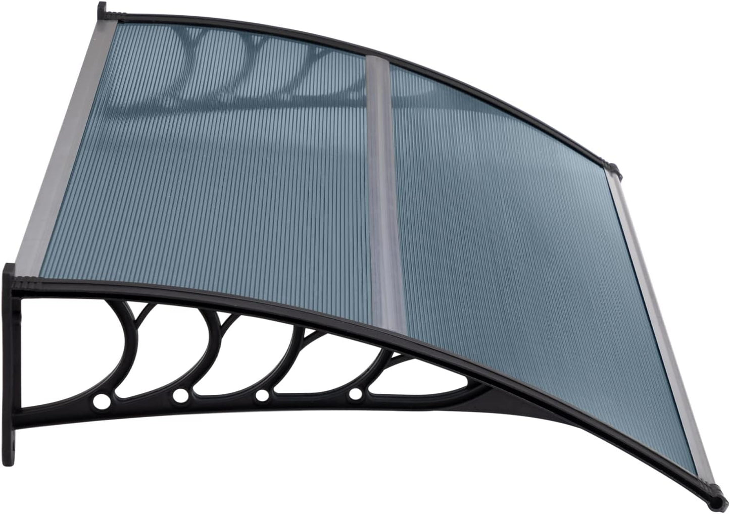 MATICO 58.5" Outdoor Clear Door Awning Patio Window Cover Polycarbonate Rain & Snow Protection, Modern Hollow Sheet with UV Protection Cover, Window Door Awning Canopy,Smoke Gray/Black-Edge