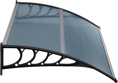 MATICO 58.5" Outdoor Clear Door Awning Patio Window Cover Polycarbonate Rain & Snow Protection, Modern Hollow Sheet with UV Protection Cover, Window Door Awning Canopy,Smoke Gray/Black-Edge