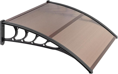 Simply-Me 40" x 40" Door Window Awning Polycarbonate Cover Front Door Outdoor Patio Awning Canopy UV Rain Snow Protection Hollow Sheet (Brown & Black Bracket)