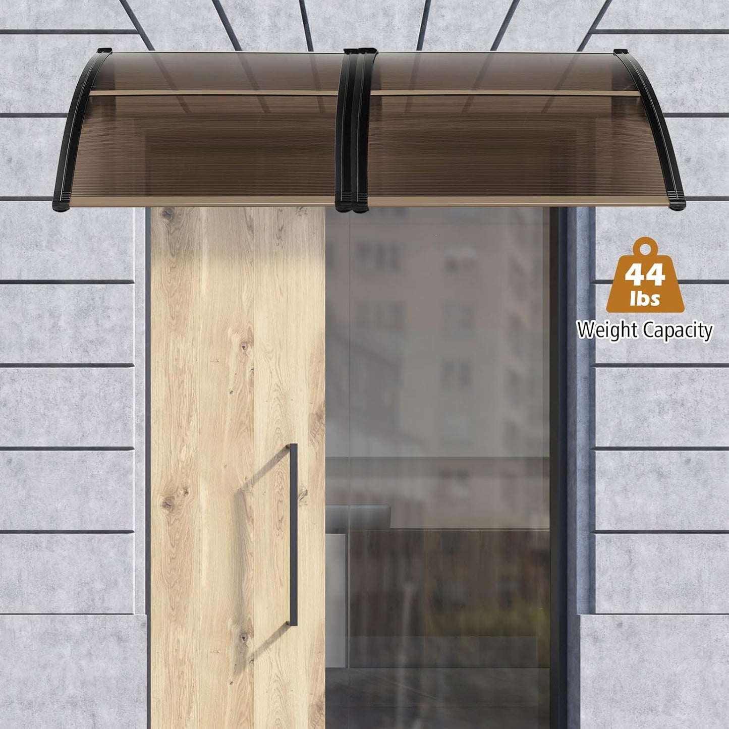 Tangkula 40" x 48" Window Awning, Modern Polycarbonate Overhead Door Awning with Hollow Sheet for Rain Snow Sunlight Protection, UPF 50+ Awnings for Patio, Door, Deck, Porch