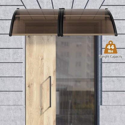 Tangkula 40" x 48" Window Awning, Modern Polycarbonate Overhead Door Awning with Hollow Sheet for Rain Snow Sunlight Protection, UPF 50+ Awnings for Patio, Door, Deck, Porch