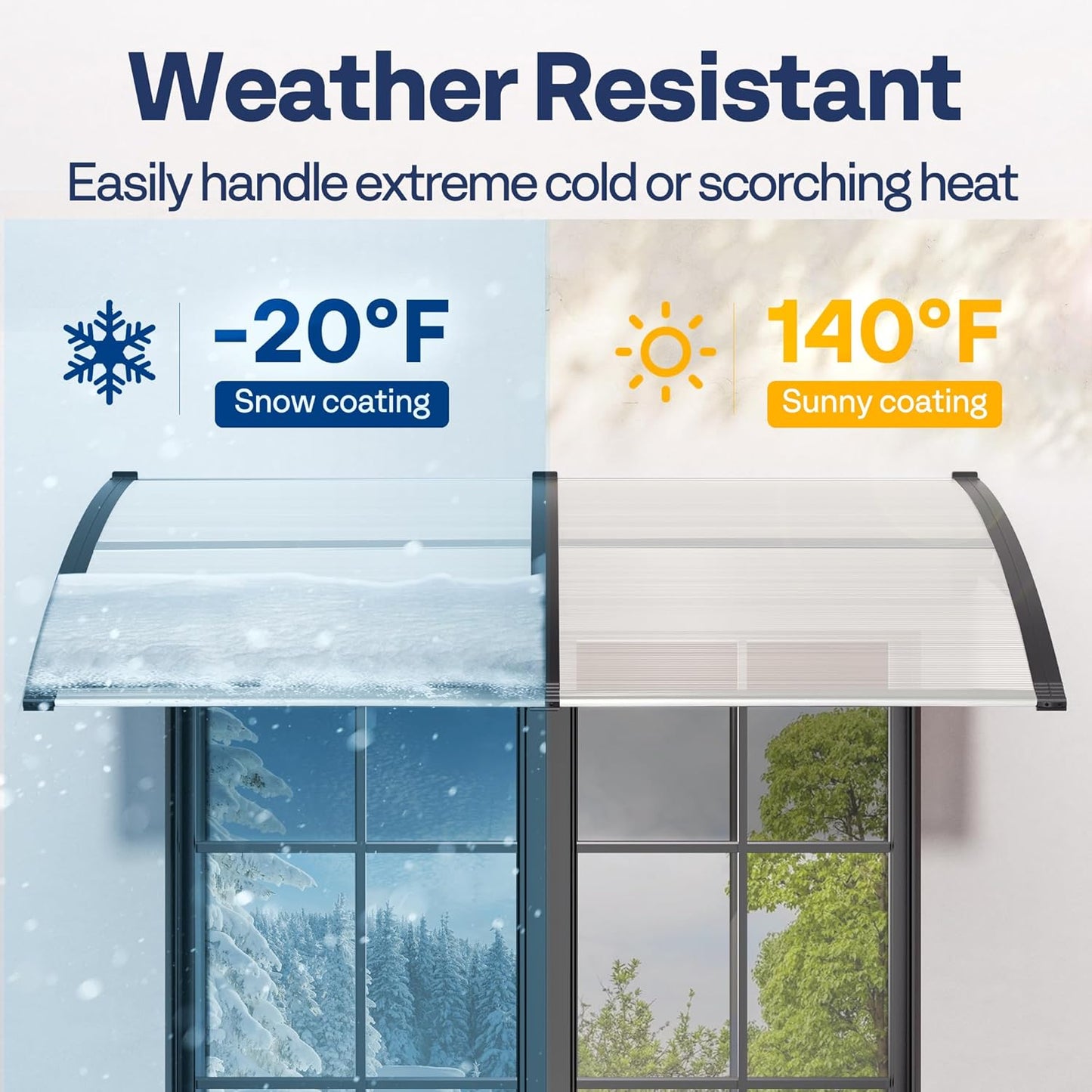 VIVOHOME Polycarbonate Window Door Awning Spliced Canopy Transparent with Black Bracket 40 Inch x 80 Inch