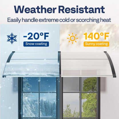 VIVOHOME Polycarbonate Window Door Awning Spliced Canopy Transparent with Black Bracket 40 Inch x 80 Inch