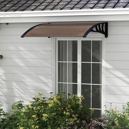 Tangkula 40" x 48" Window Awning, Modern Polycarbonate Overhead Door Awning with Hollow Sheet for Rain Snow Sunlight Protection, UPF 50+ Awnings for Patio, Door, Deck, Porch
