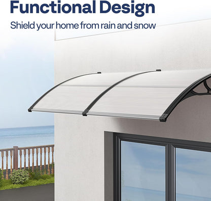 VIVOHOME Polycarbonate Window Door Awning Spliced Canopy Transparent with Black Bracket 40 Inch x 80 Inch