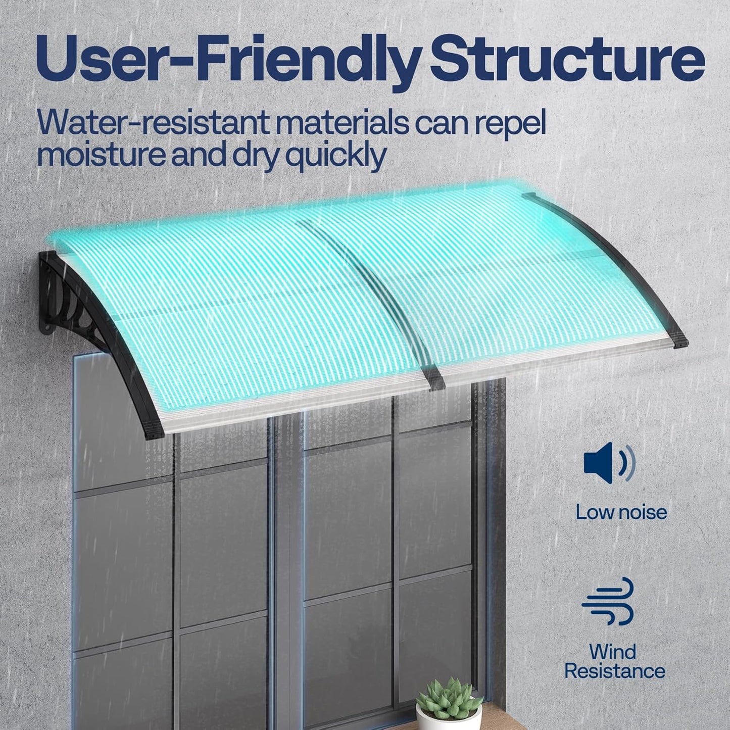 VIVOHOME Polycarbonate Window Door Awning Spliced Canopy Transparent with Black Bracket 40 Inch x 80 Inch